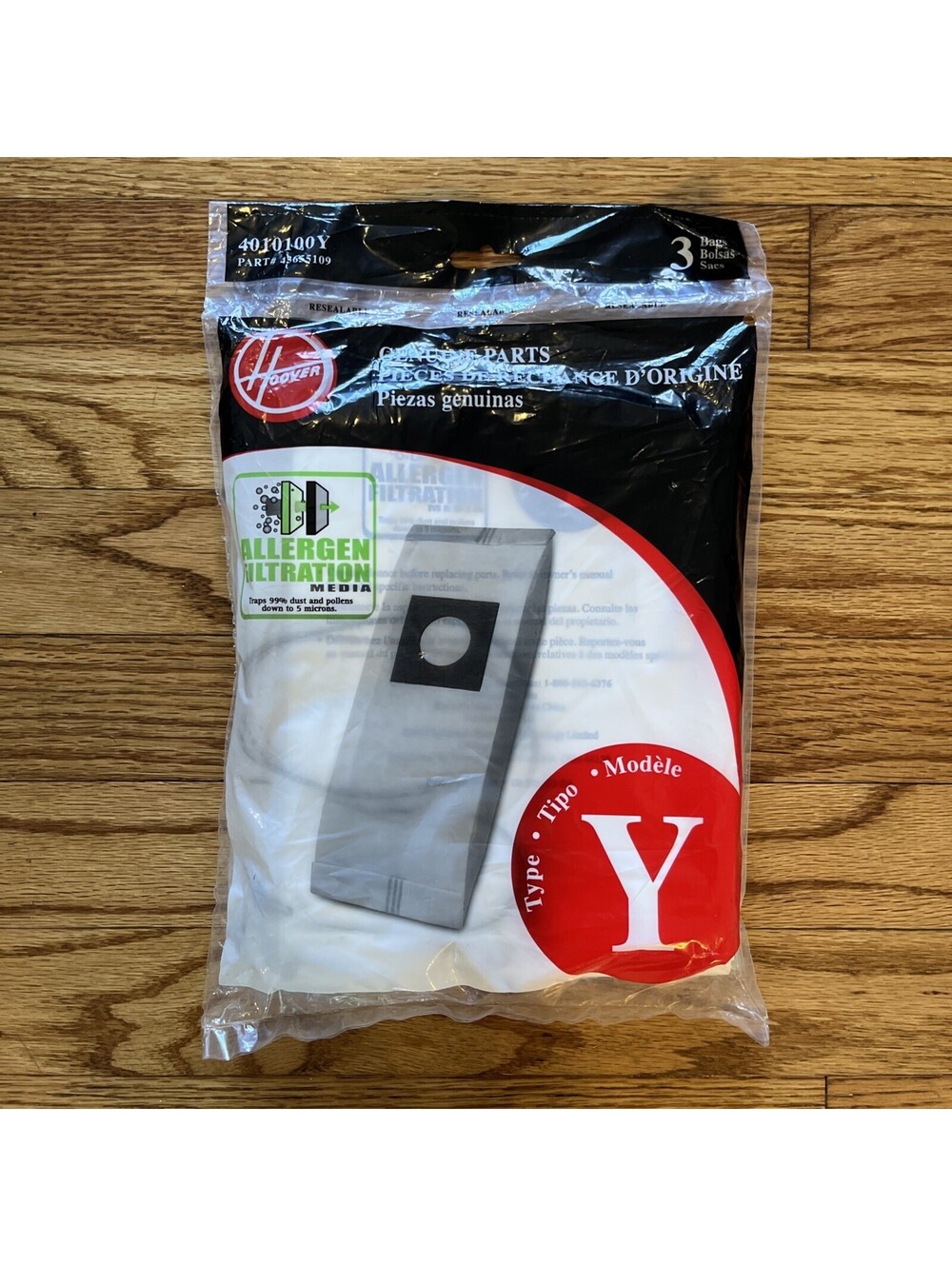 Genuine Type Y Hoover Windtunnel Allergen Vacuum Bag 3 Pack New Sealed